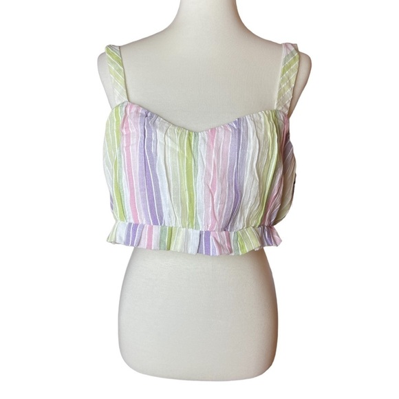 NWT Majorelle Everest Pastel Pink Purple Striped Cotton Cropped Tank - Size XL - Picture 2 of 14